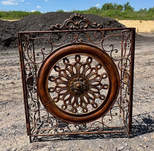 3-Panel Folding Fireplace Screen - Rust Color