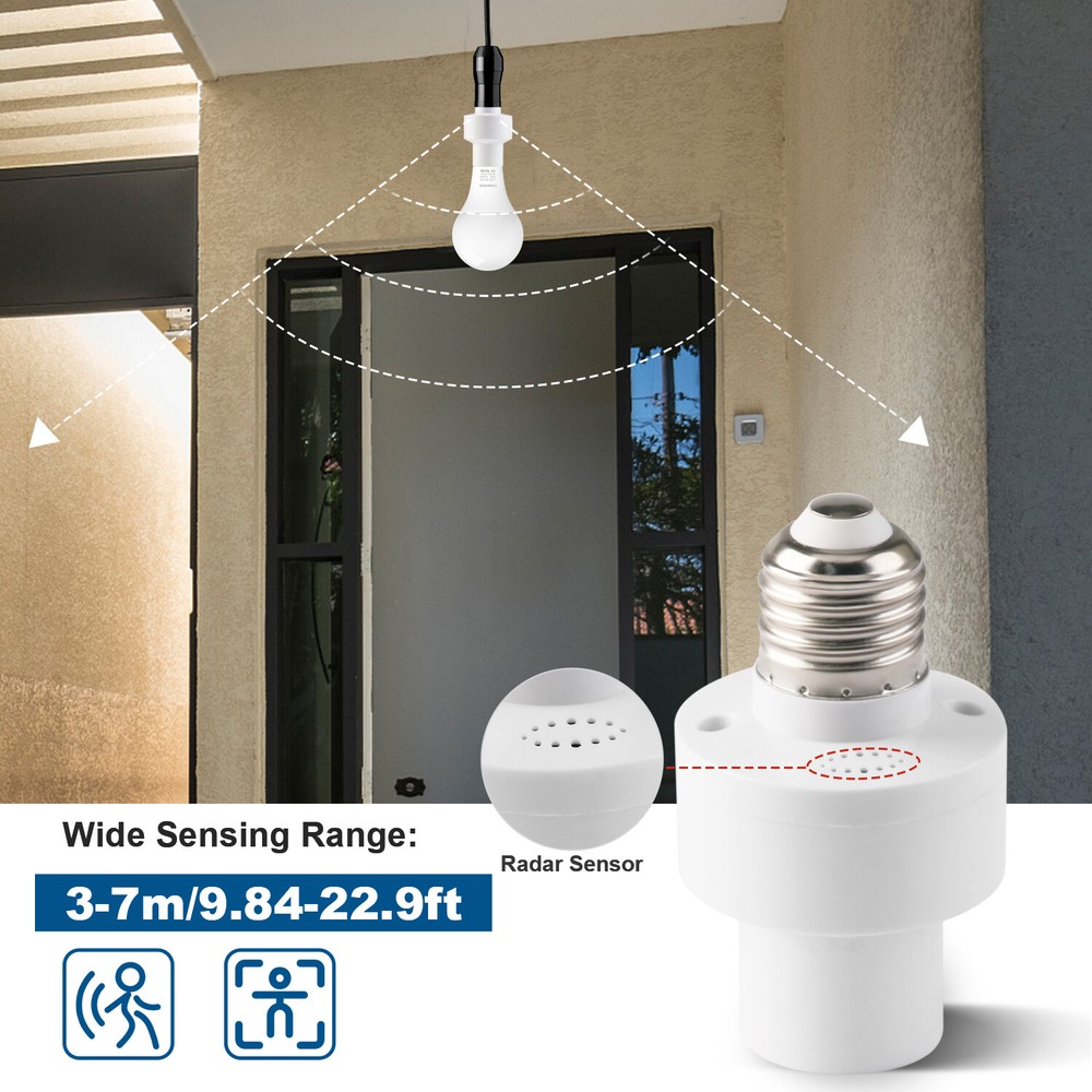 1-4Pcs Radar Motion Sensor E27 LED Light Lamp Bulb Holder Socket Switch Adapter