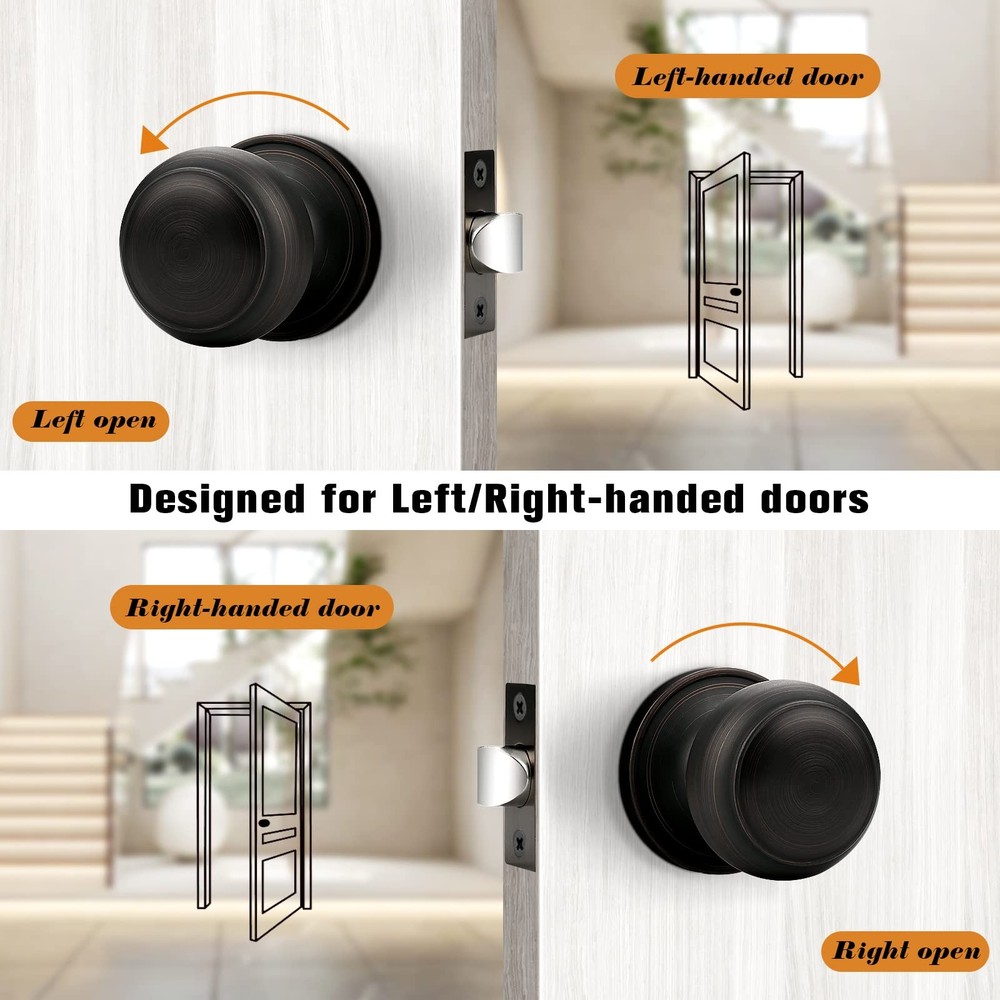 Probrico Oil Rubbed Brozne Door Knobs, Passage Passage, Bronze