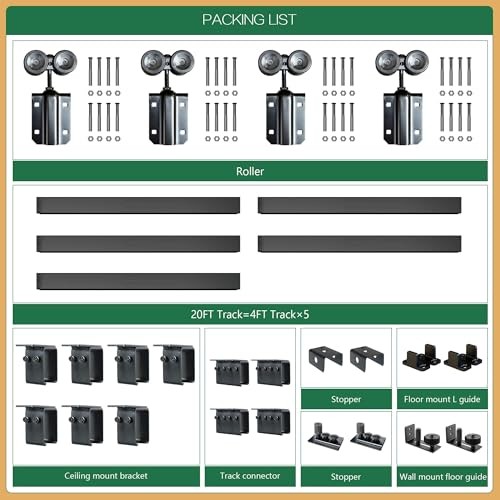 20FT Ceiling Mount Outdoor Double 20FT-Double door kit Ceiling mount hardware