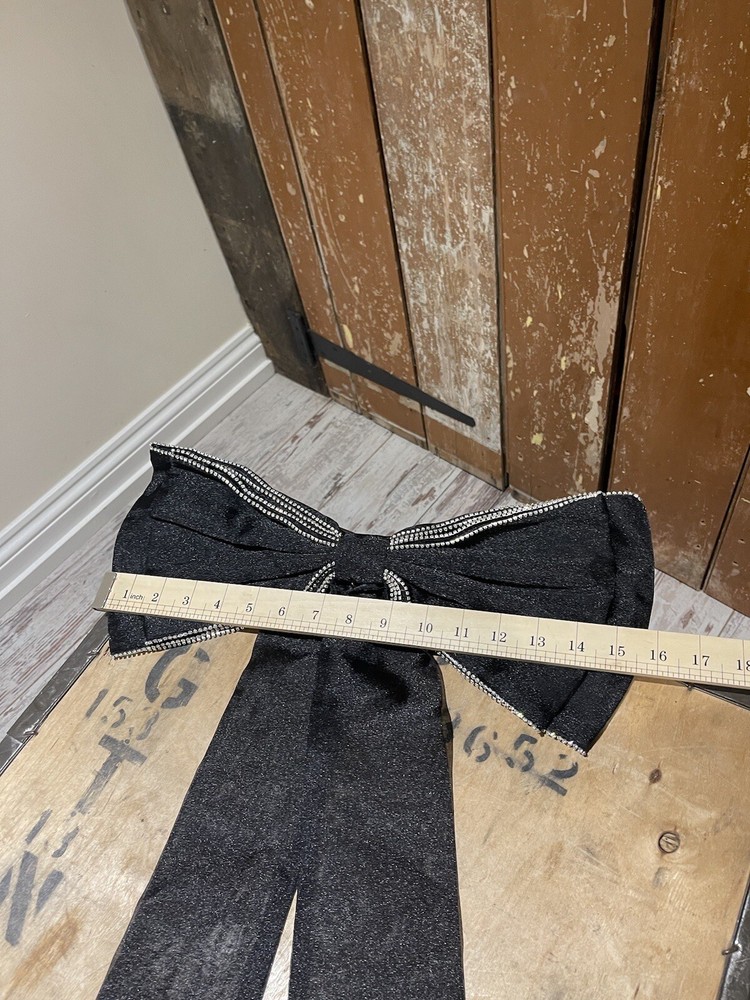 Large Bow Brooch Black Gemstones Accessory