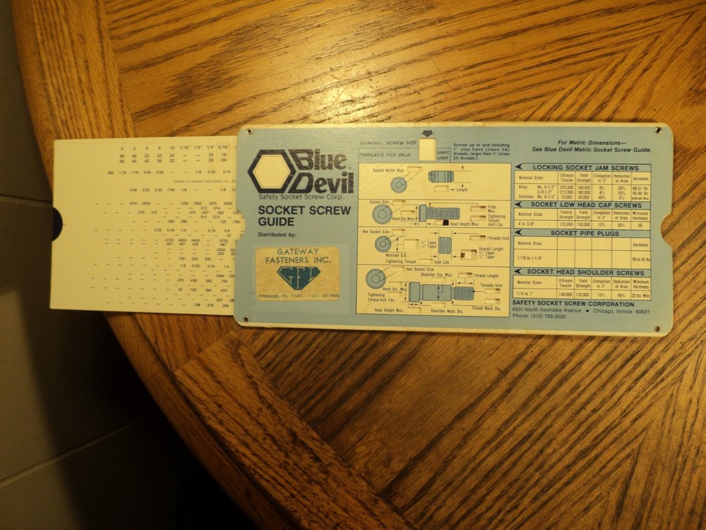 Vintage Blue Devil Safety Socket Screw Guide Calculator Tool 10" Long