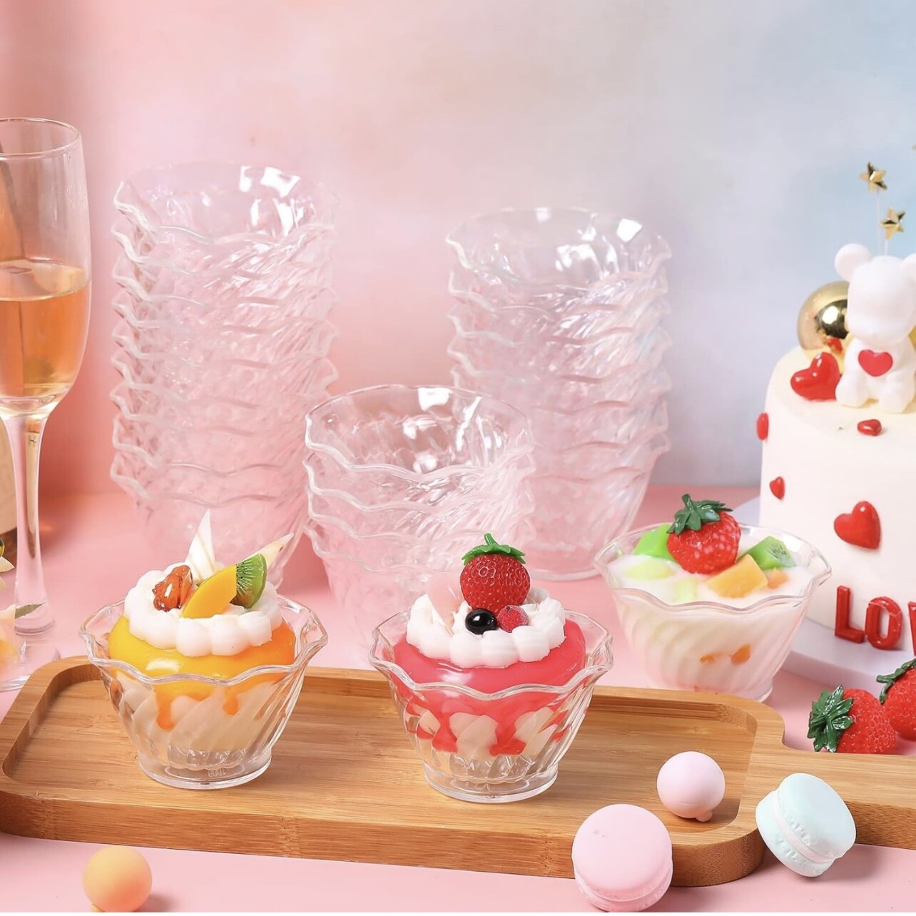 5 oz Clear Plastic Dessert Dish Ice cream Cups Yogurt Bowls