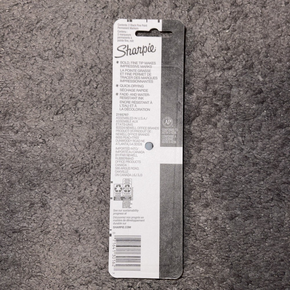 Sharpie Permanent Markers, Fine Point, Black, 2 Count