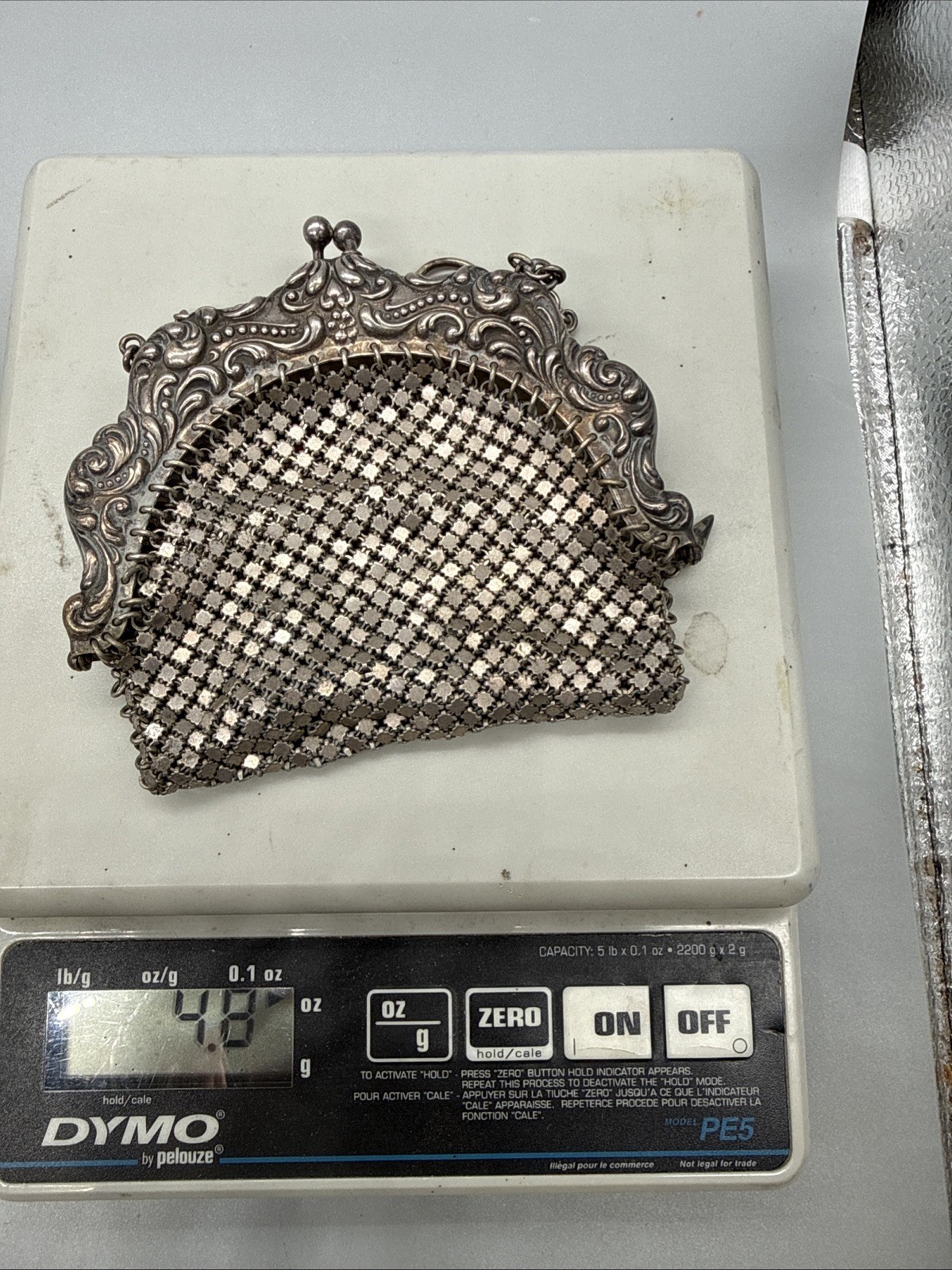 Amazing Antique Art Nouveau German Silver Purse Pouch Mesh Chainmail NICE
