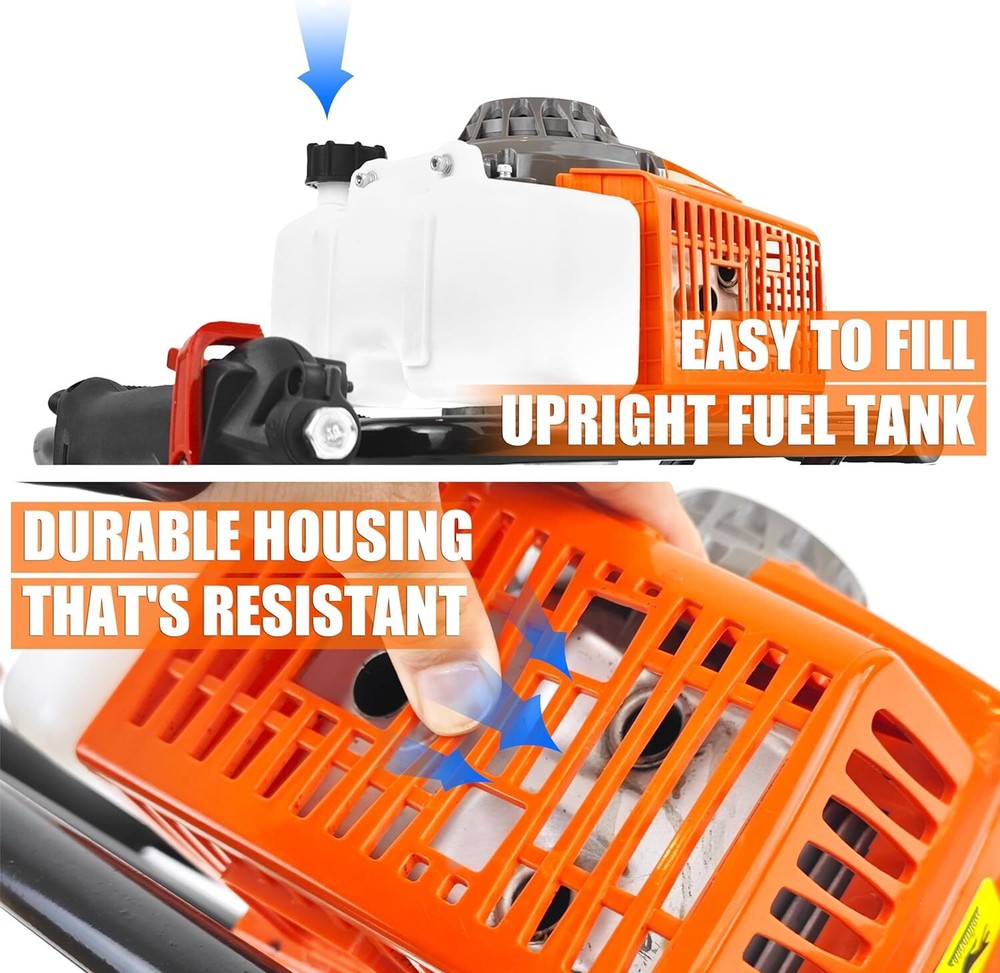 72cc 2-Stroke Gas Powered Post Hole Digger with 4" 6" 8" Earth Auger Drill Bits