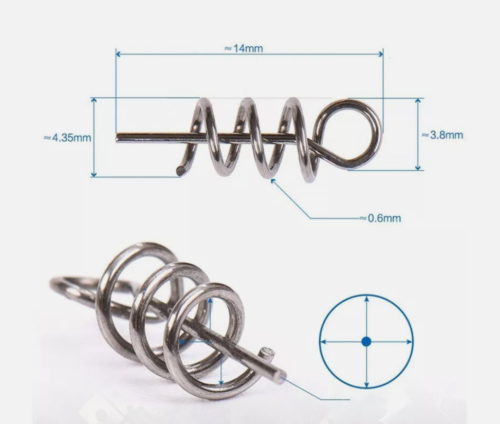 100pcs Worm Fish Hook Centering Pin Latch Needle Spring Crank Fishing Snap Lock