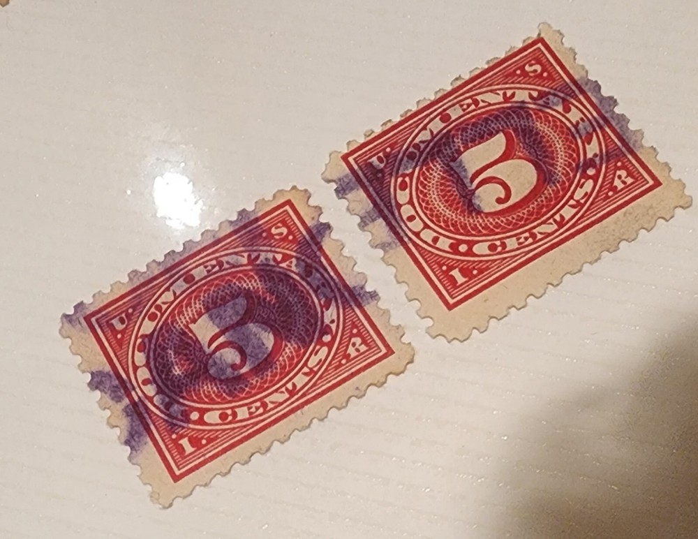 USED DOCUMENTARY. 5 Cents CANCELED.