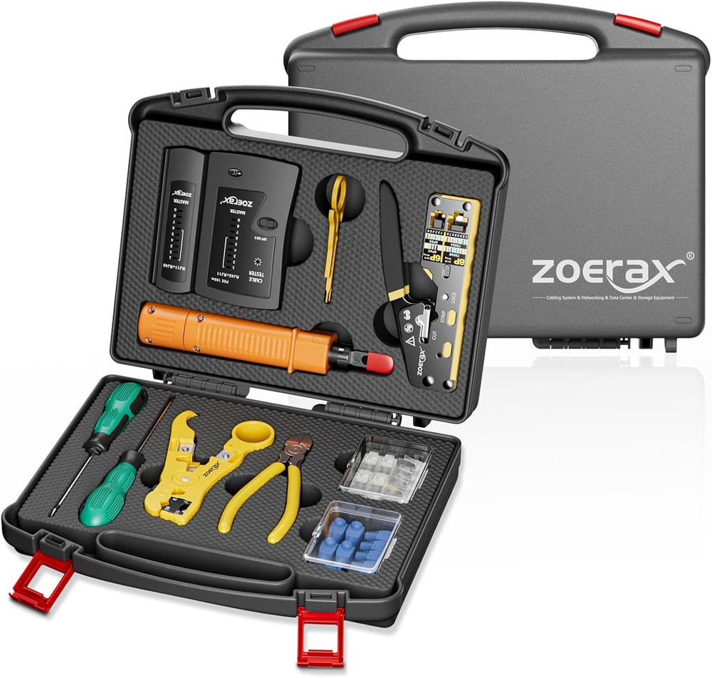 Network Tool Kit, 11 in 1 Professional RJ45 Crimp Tool Kit - Pass through Crimp