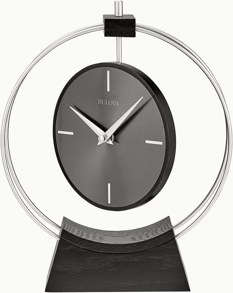 Aire Silver Modern Desk Clock by Bulova