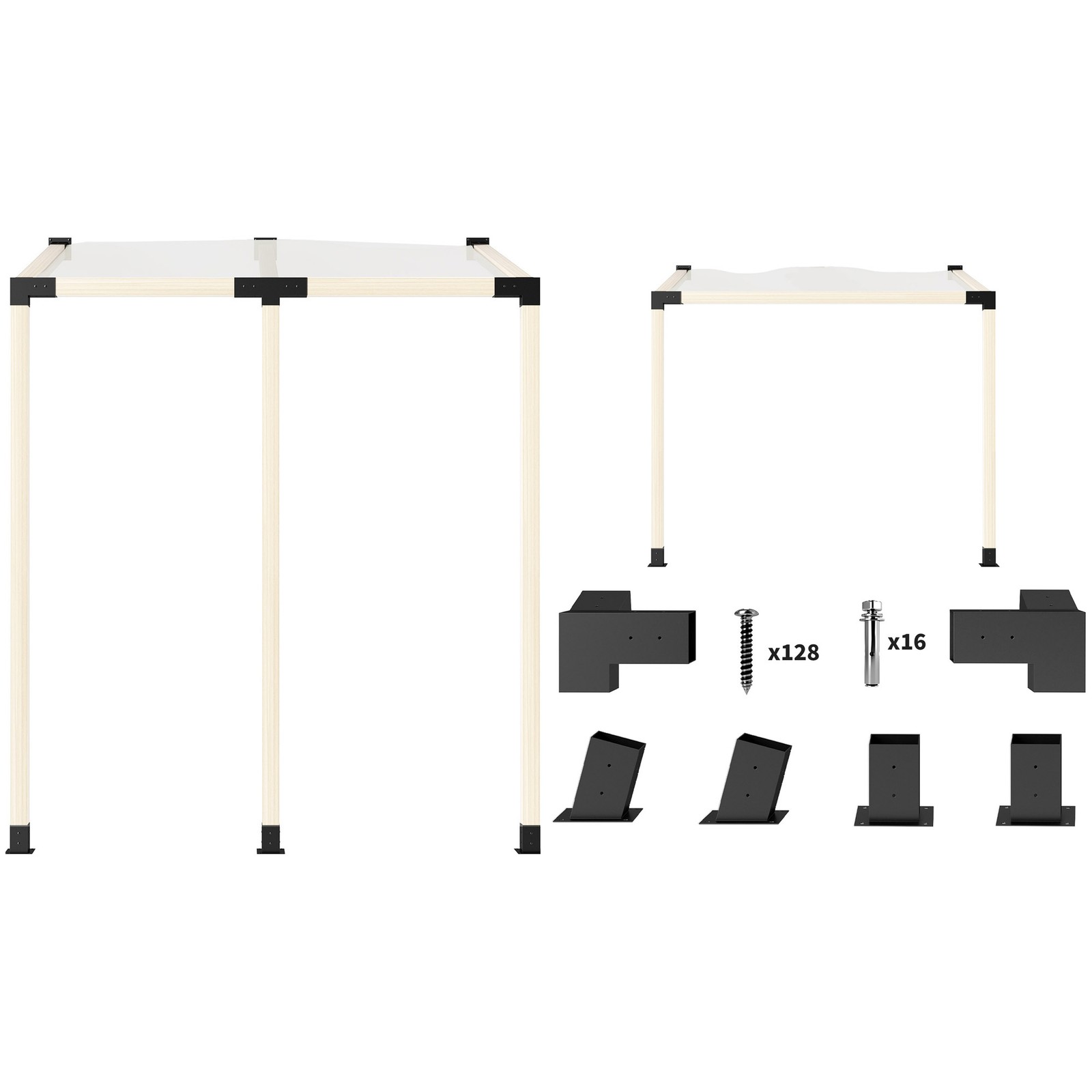 Outsunny Pergola Kit, 15° Slanted Roof Pergola Bracket Kit