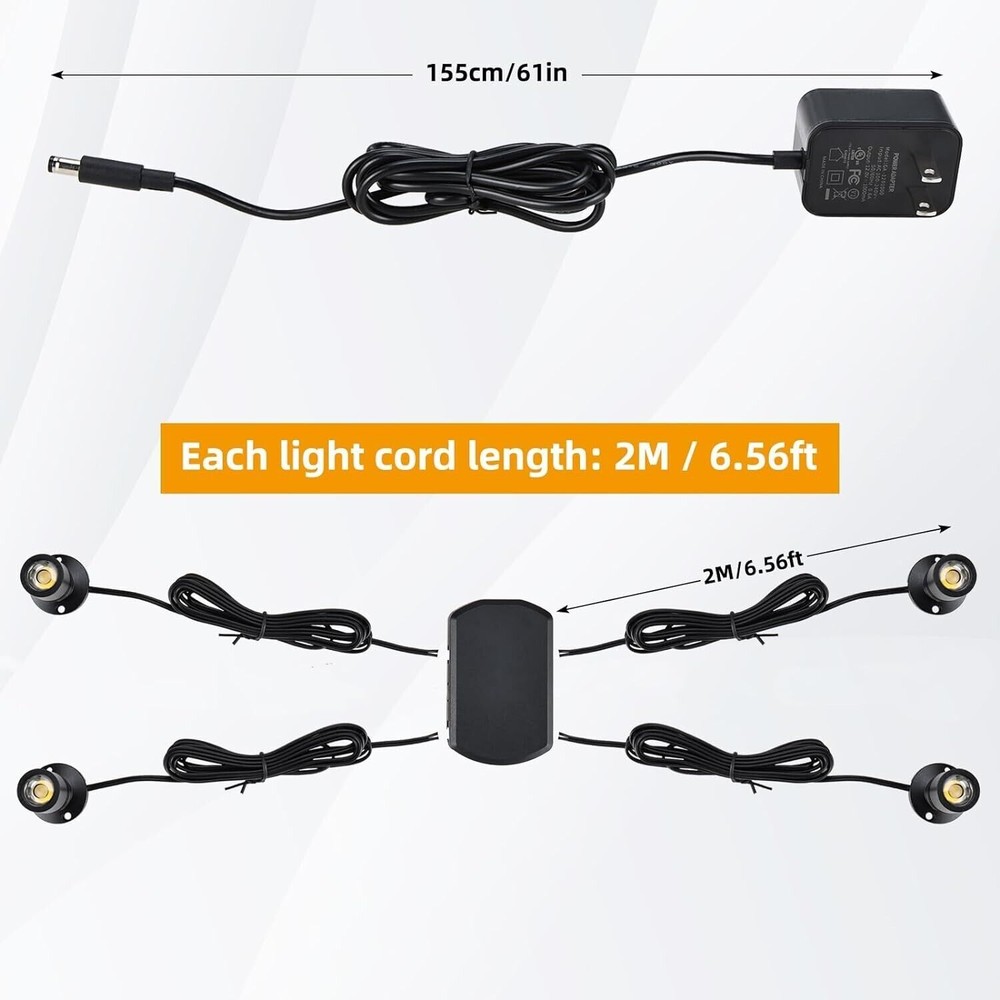 4Pack Dimmable LED Mini Spotlight for Display Cabinet Showcase 3000k Warm White