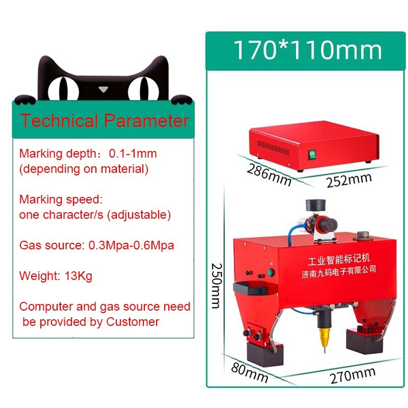 Pneumatic Marking Machine VIN Code Chassis Number Metal Frames Marker 220V