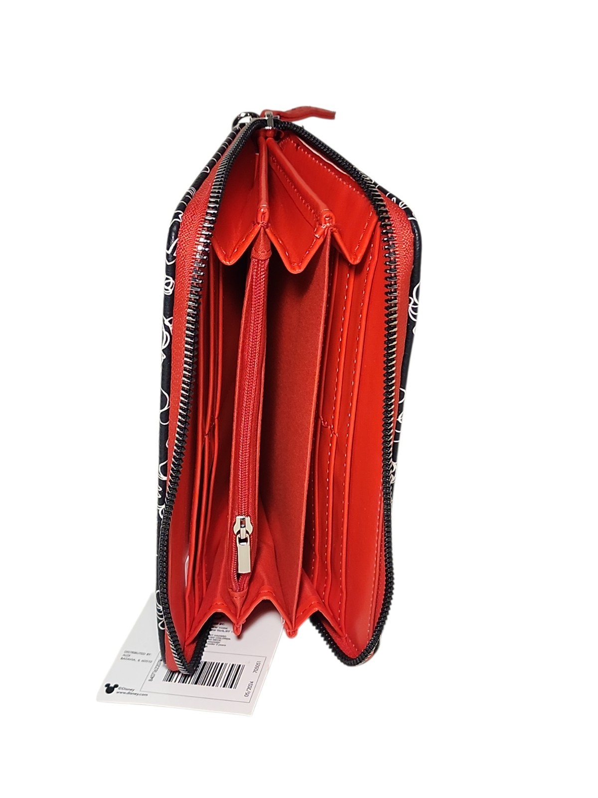 Disney Mickey Mouse Wristlet Wallet Black White Red Sketch New With Tag