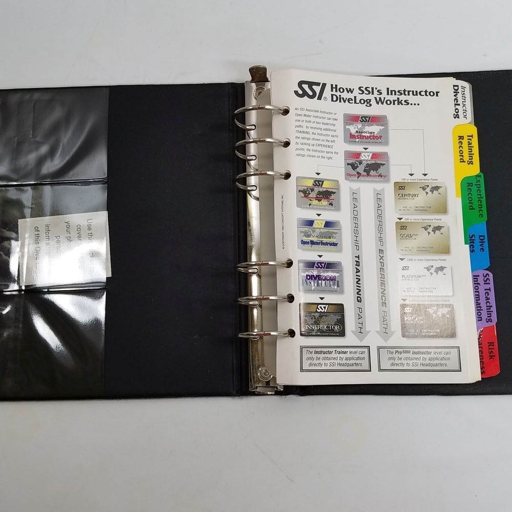 SSI Instructor Divelog Folding Binder & Tabs 100 Dive Refill Log