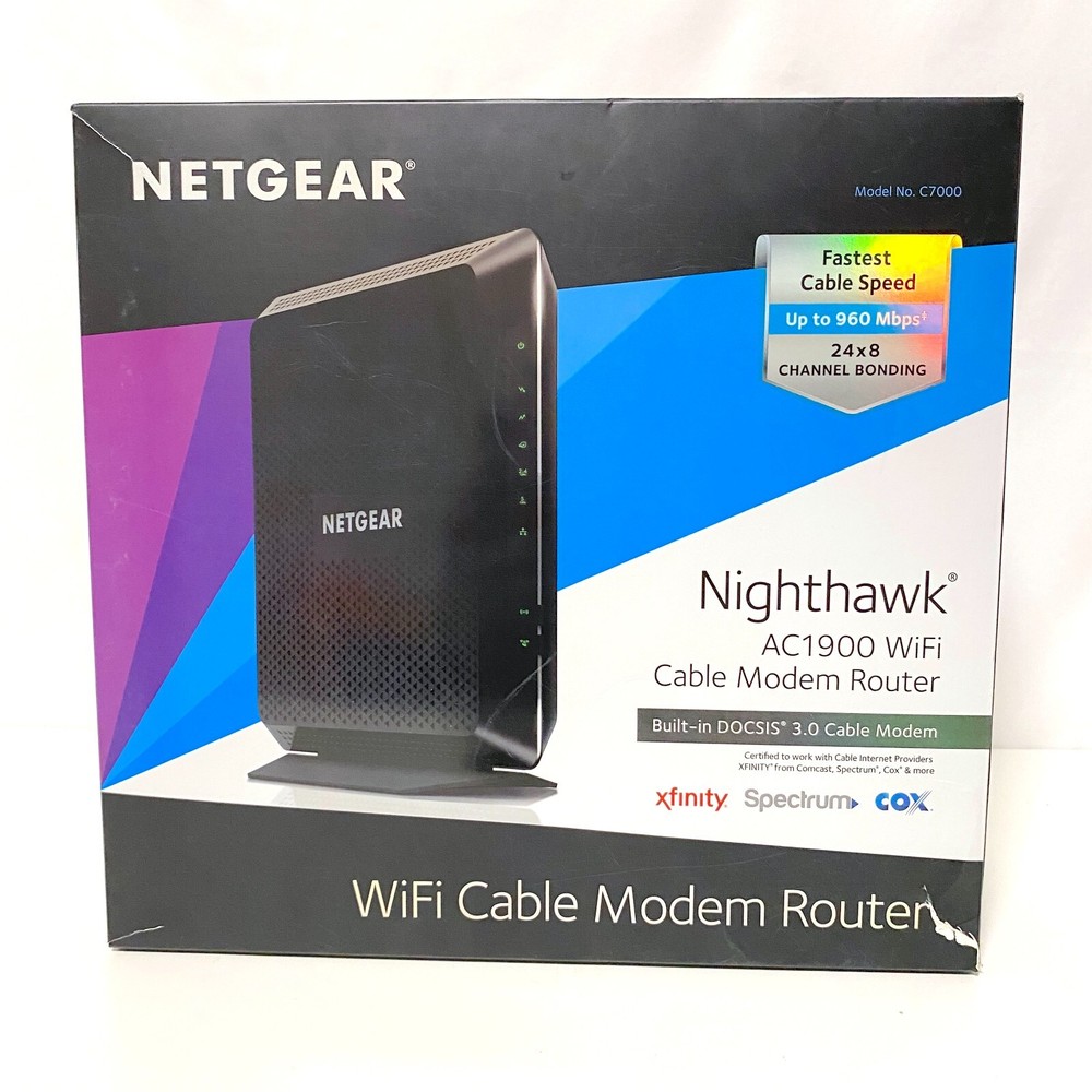 Netgear Nighthawk AC1900 WiFi Cable Modem Router - Xfinity Spectrum Cox - C7000