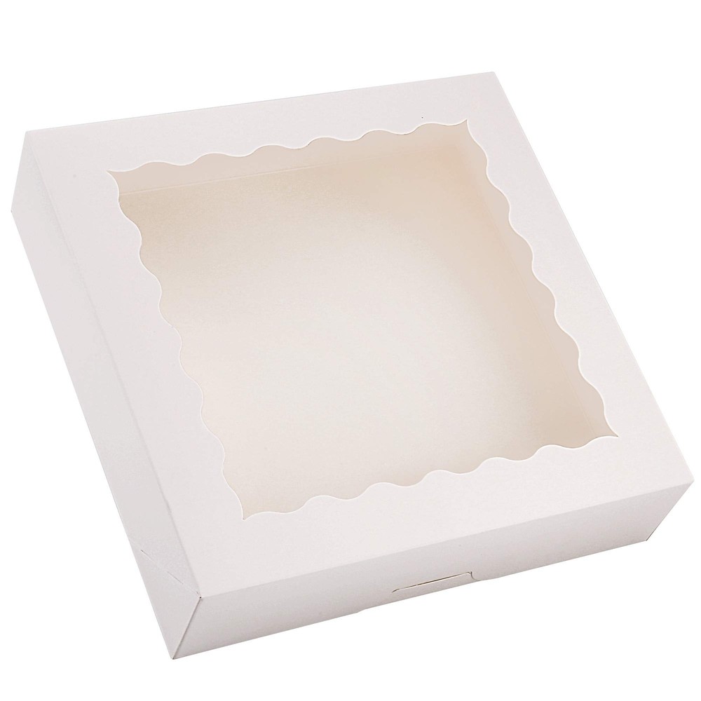 20-Pack Pie Boxes with Window 9" x 9" x 2.5" Auto-Popup Cookie Boxes White Ba...