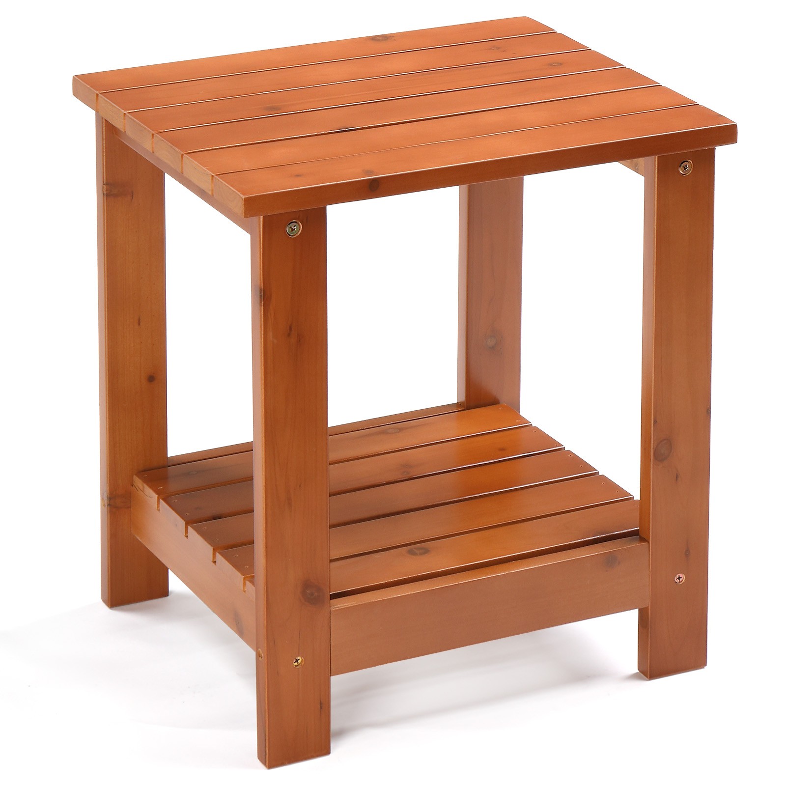 In/Outdoor 18" H Portable Wood Side Table Small Square Patio Weather Resistant