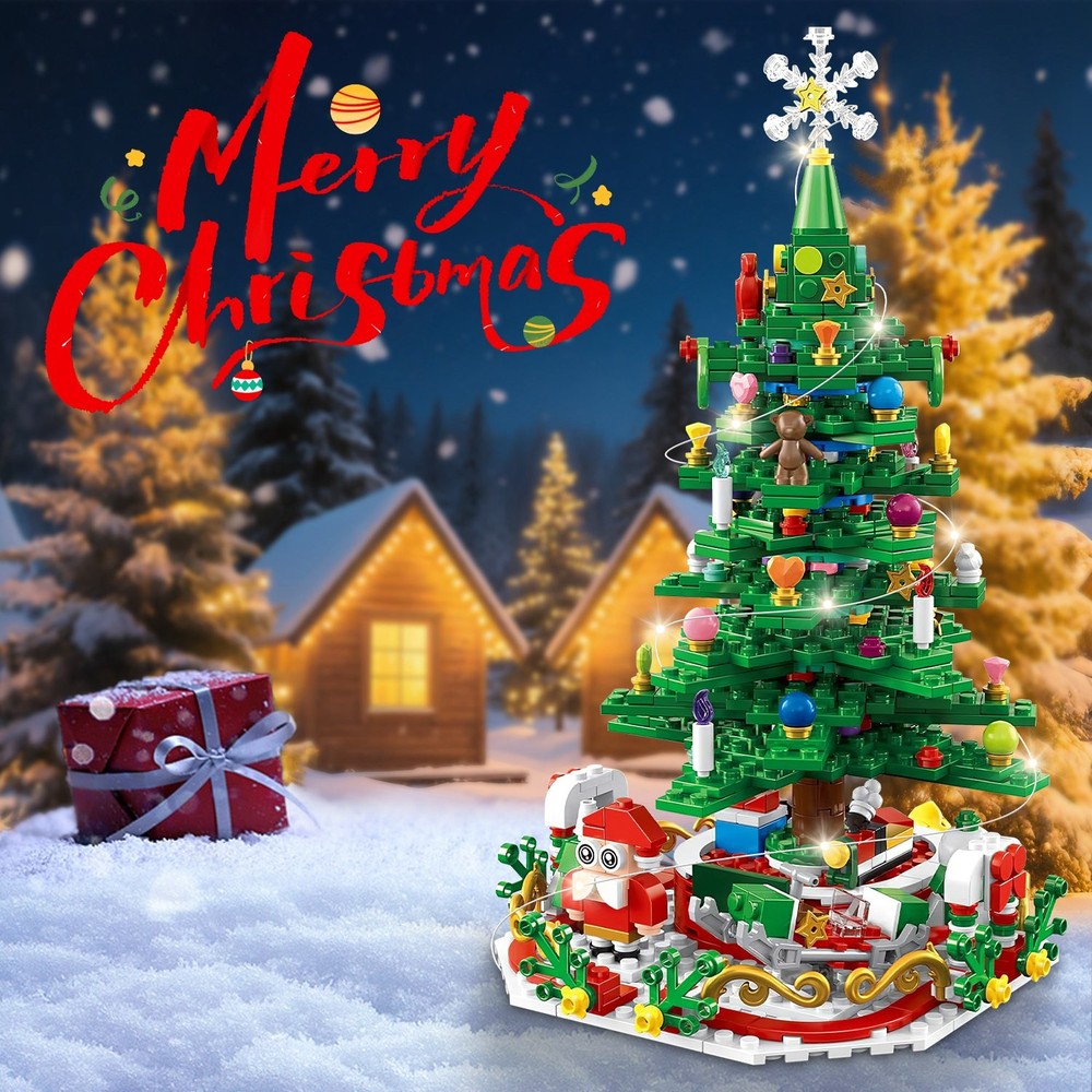 LED Light Christmas Tree Building Set Charming 24 Days Countdown Calendar