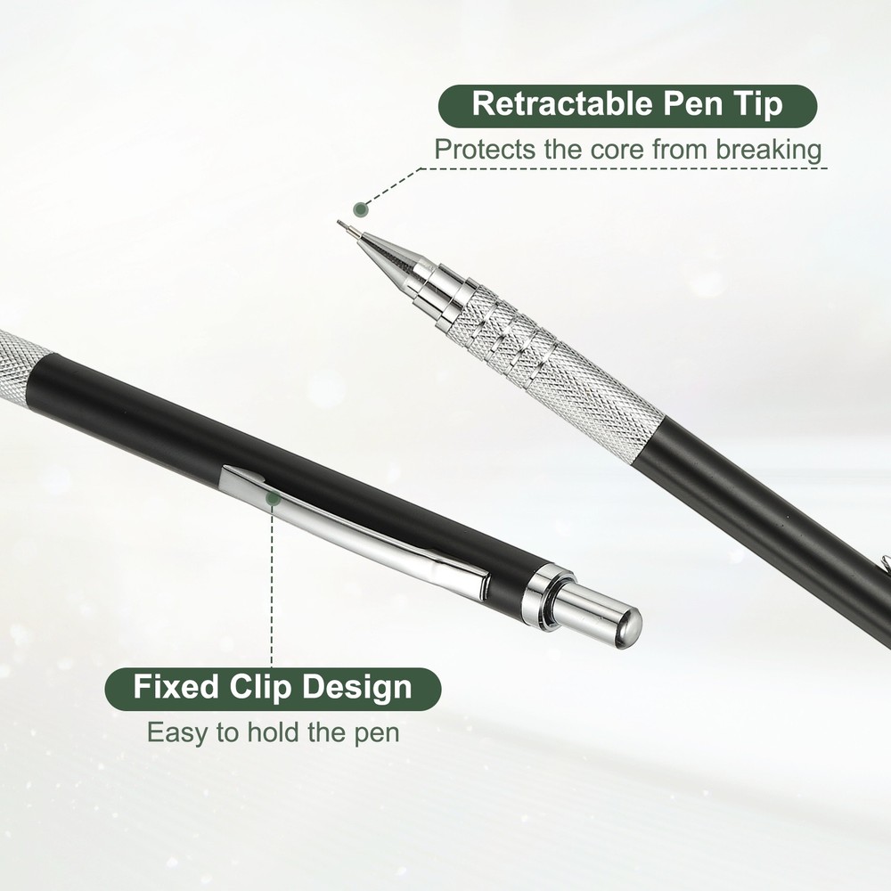 Mechanical Pencil 0.5mm Fine Point with 5Pcs Refills, Black
