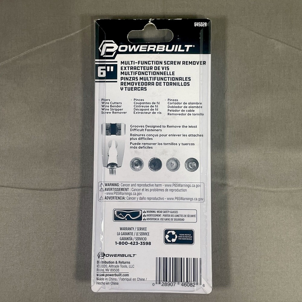 Powerbuilt 6" Multi-Function Screw Remover Pliers Cutter Stripper Tool 645028