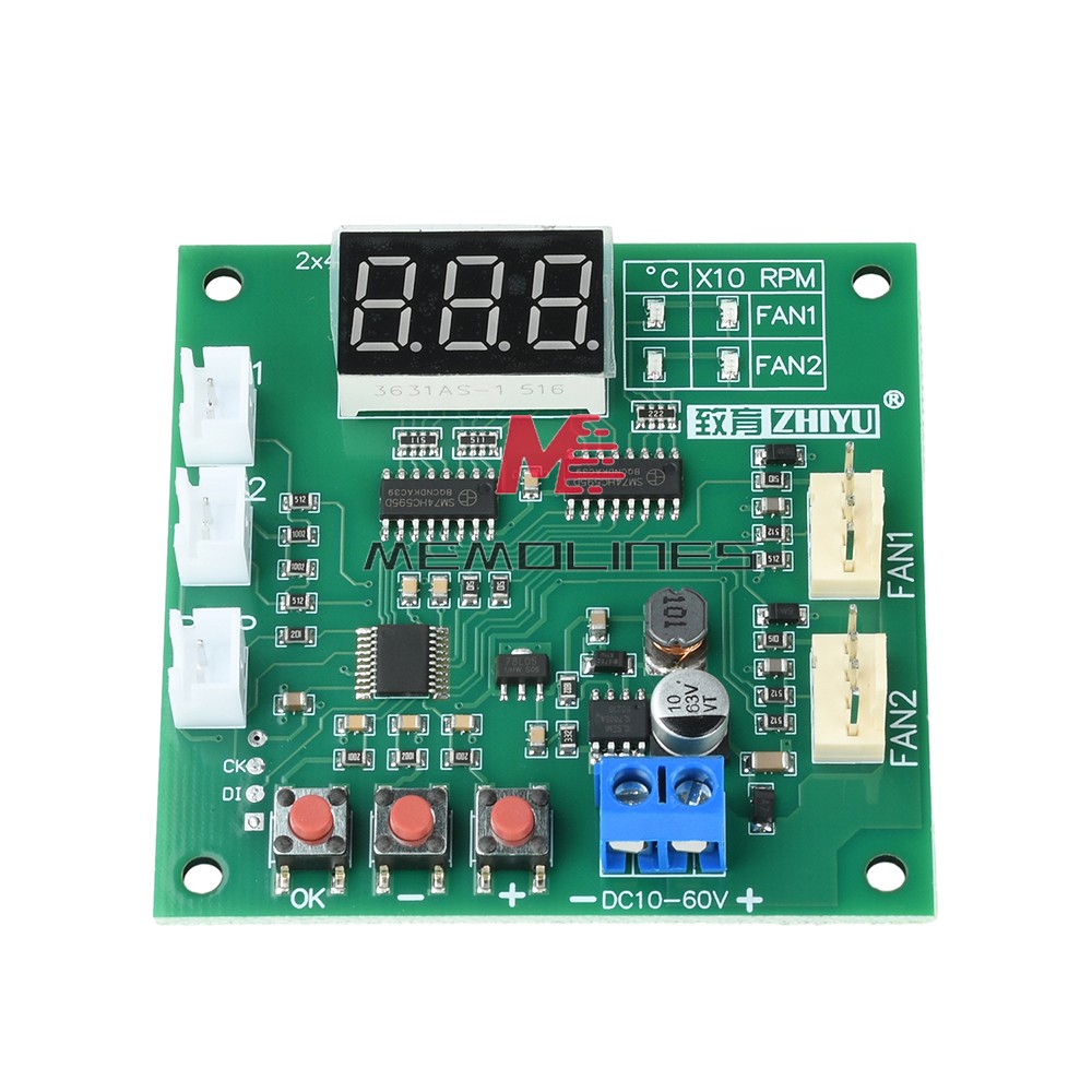 Heat Dissipation PWM 4 Wire Fan Temperature 2-Way Speed Controller Module