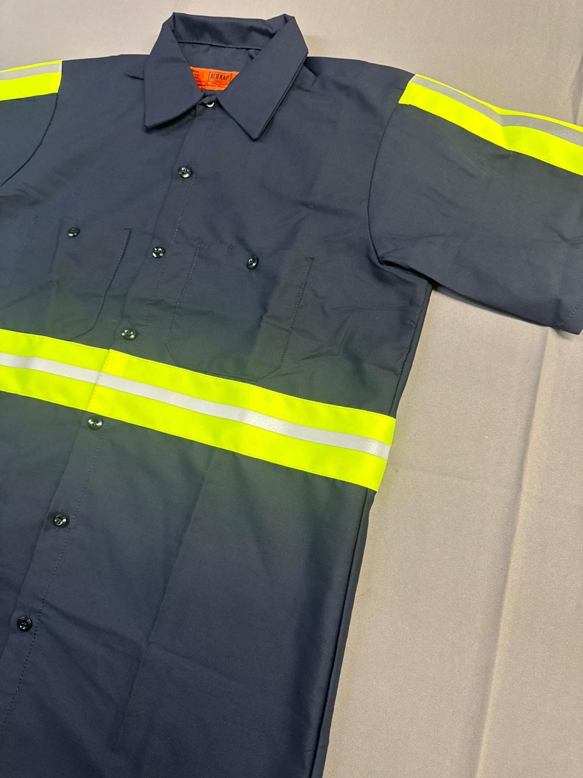 Red Kap Men's Enhanced Visibility Industrial Work Shirt Navy