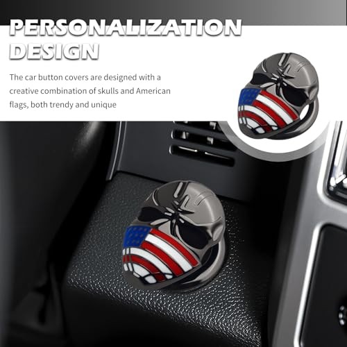 3D Skull Car Push Start Button Cover,Stylish Engine Start Button Cover with US