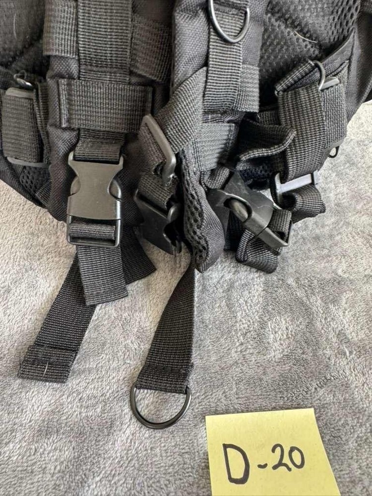 Black Nylon Tactical Backpack Adjustable Straps Multiple Compartments Zip Buckle