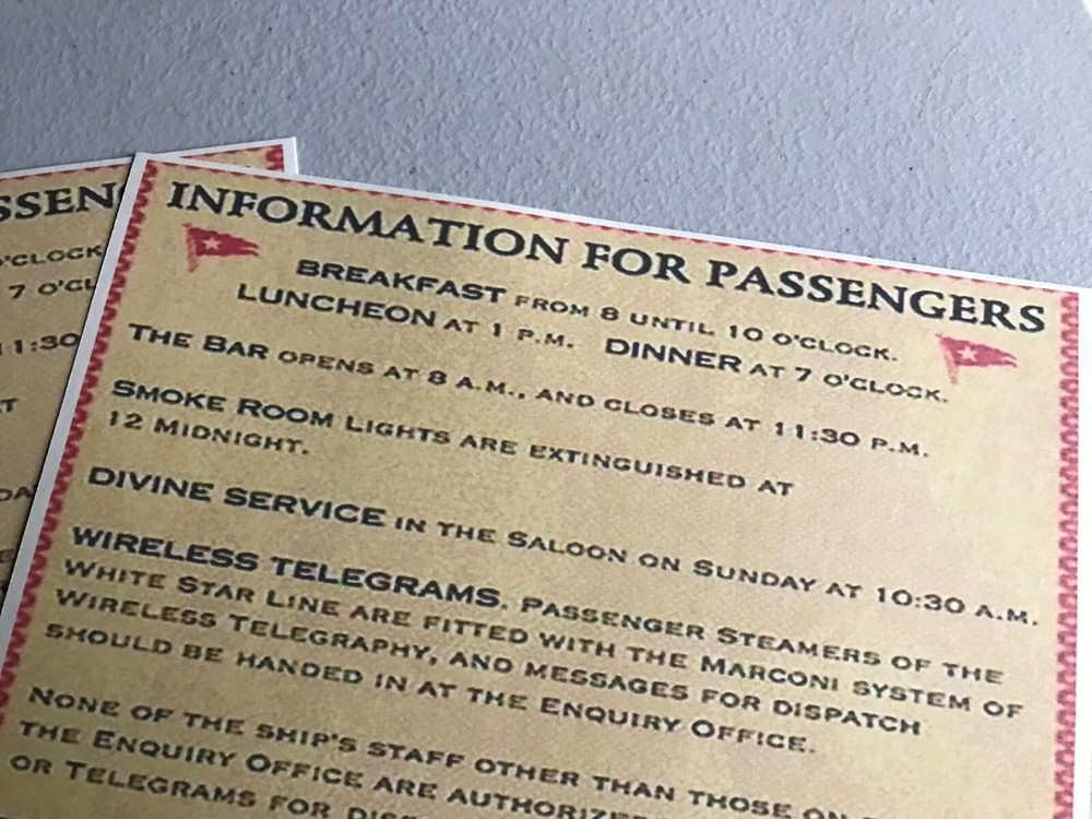 WHITE STAR LINE INFORMATION FOR PASSENGERS NICE REPLICA