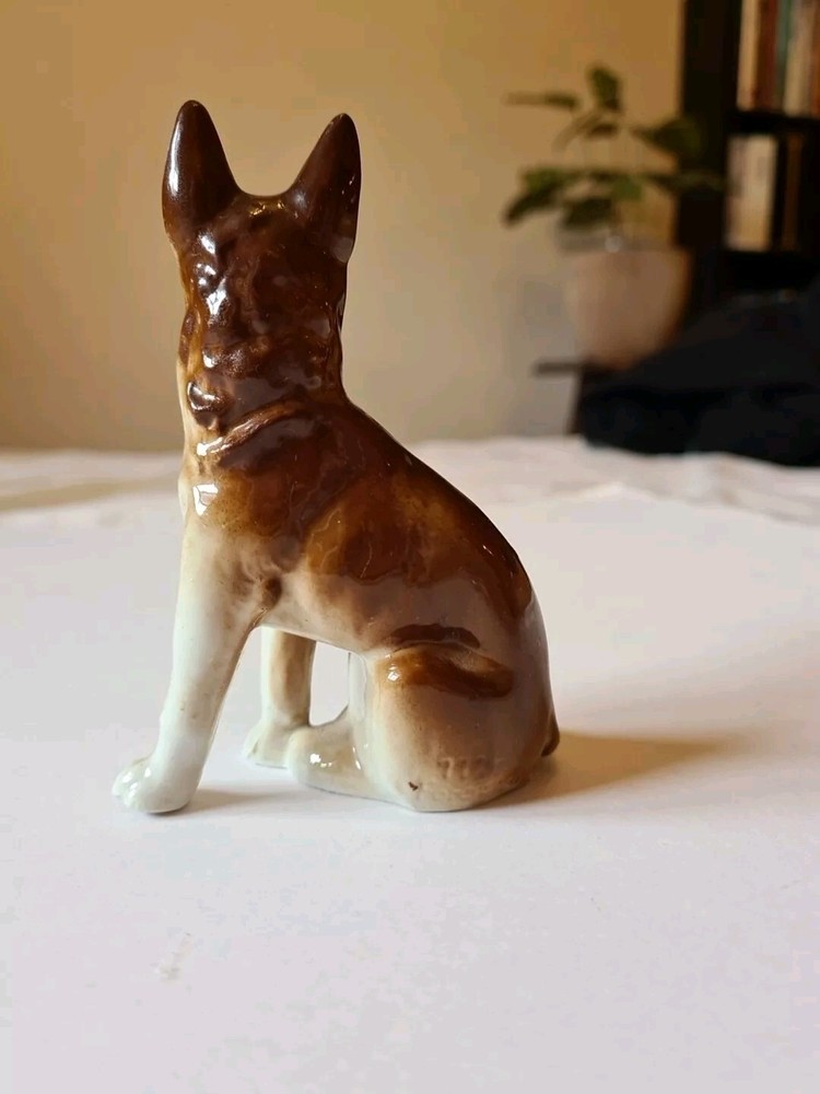 Vintage German Shepherd Ceramic Statue