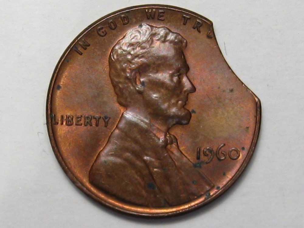 ERROR Penny: 1960 LD (Large Date) CLIP.  #80
