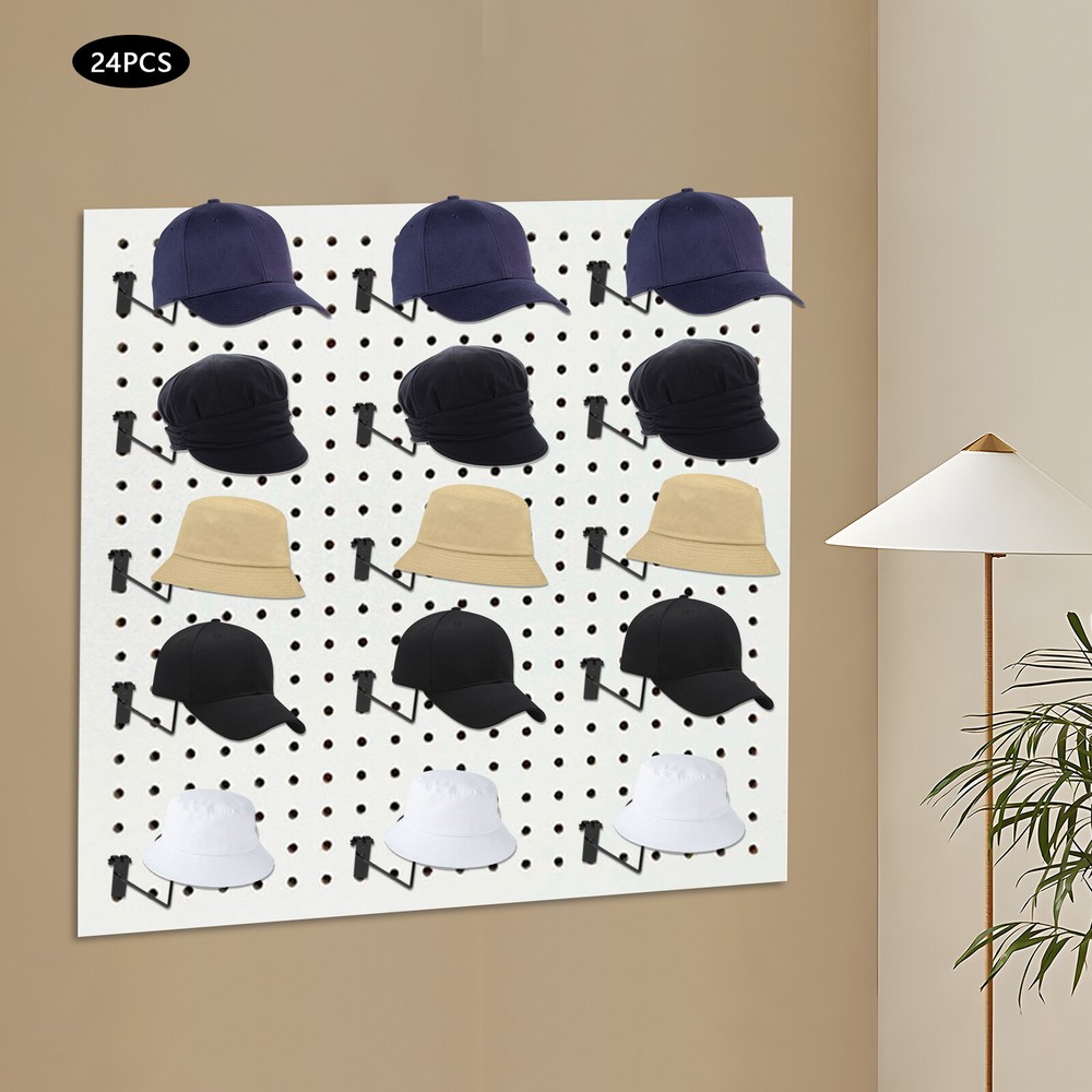 24 Premium Iron Hat Racks - Space-Saving Wall Mount Hang Display Hooks