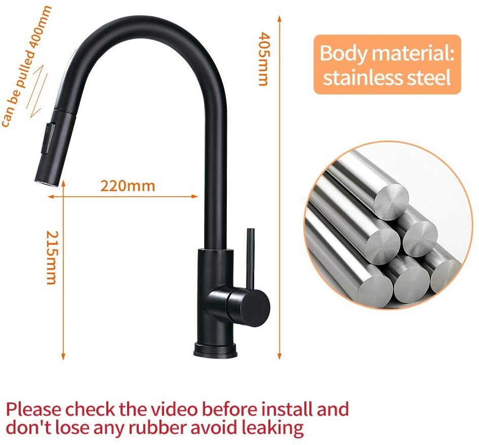 Black Automatic Touch Sensor Kitchen Faucet Pull Out Sprayer with Soap Dispenser
