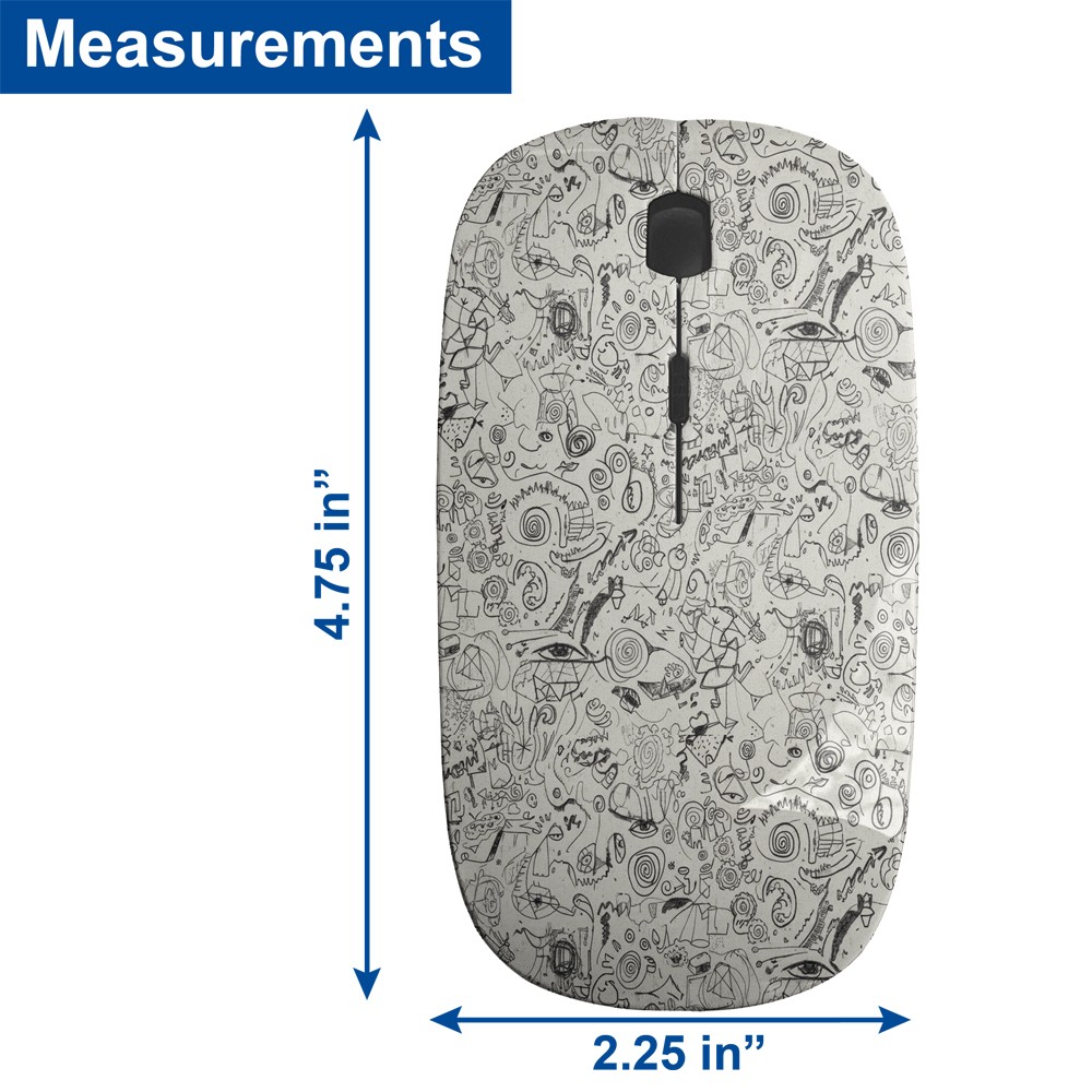 Doodles Faces Whimsical Pattern, Optical Wireless Mouse, Desktop Laptop Mice