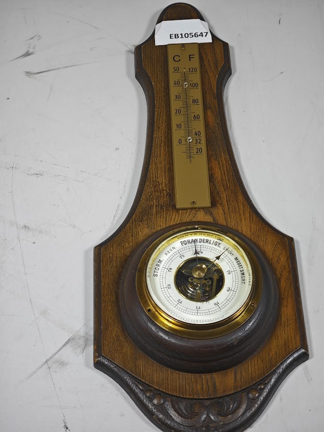 Vintage Wall Barometer & Thermometer - Untested, No Cable