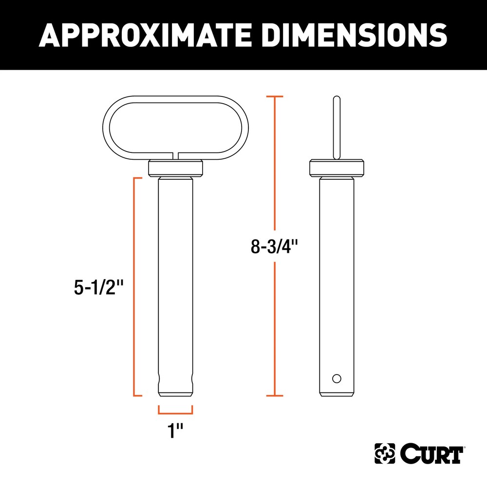 Curt 1" Clevis Pin with Handle and Clip