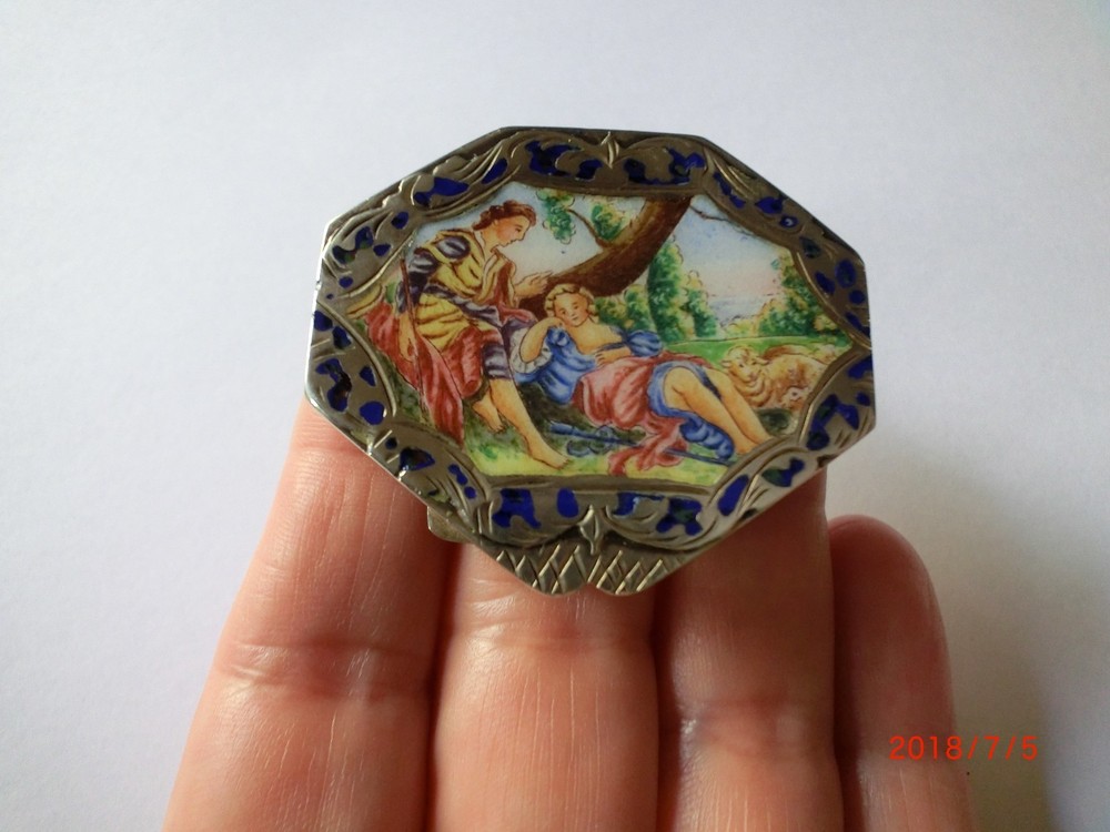 Vintage Italian 800 Silver Enameled Box