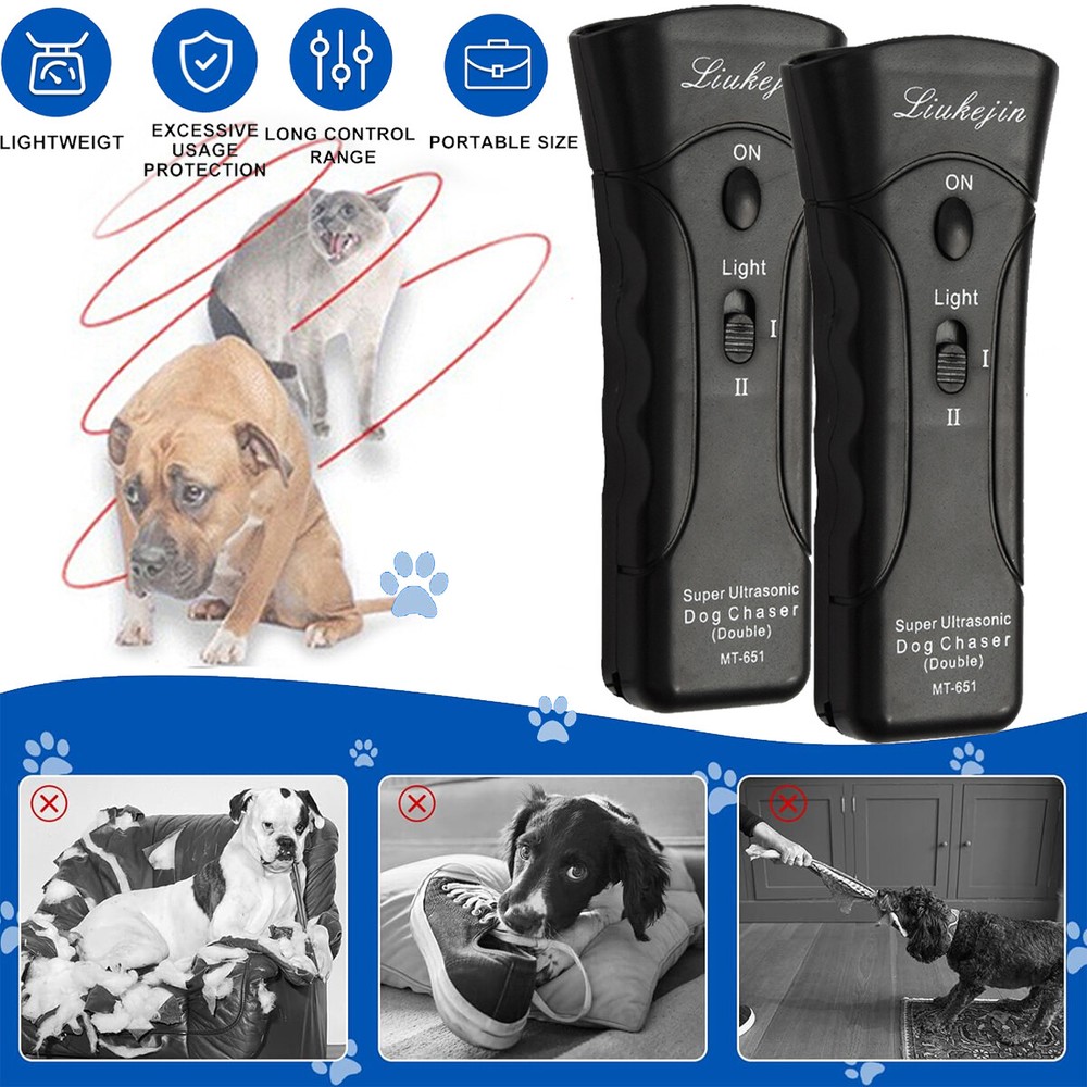 2 Pack Ultrasonic Dog Bark Deterrent Trainer Stop Excessive Barking Device