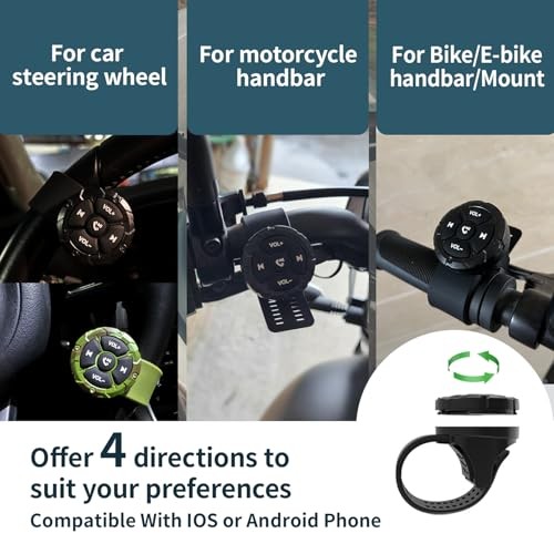 Bluetooth Media Button Remote,Waterproof Wireless Music Controller for Black