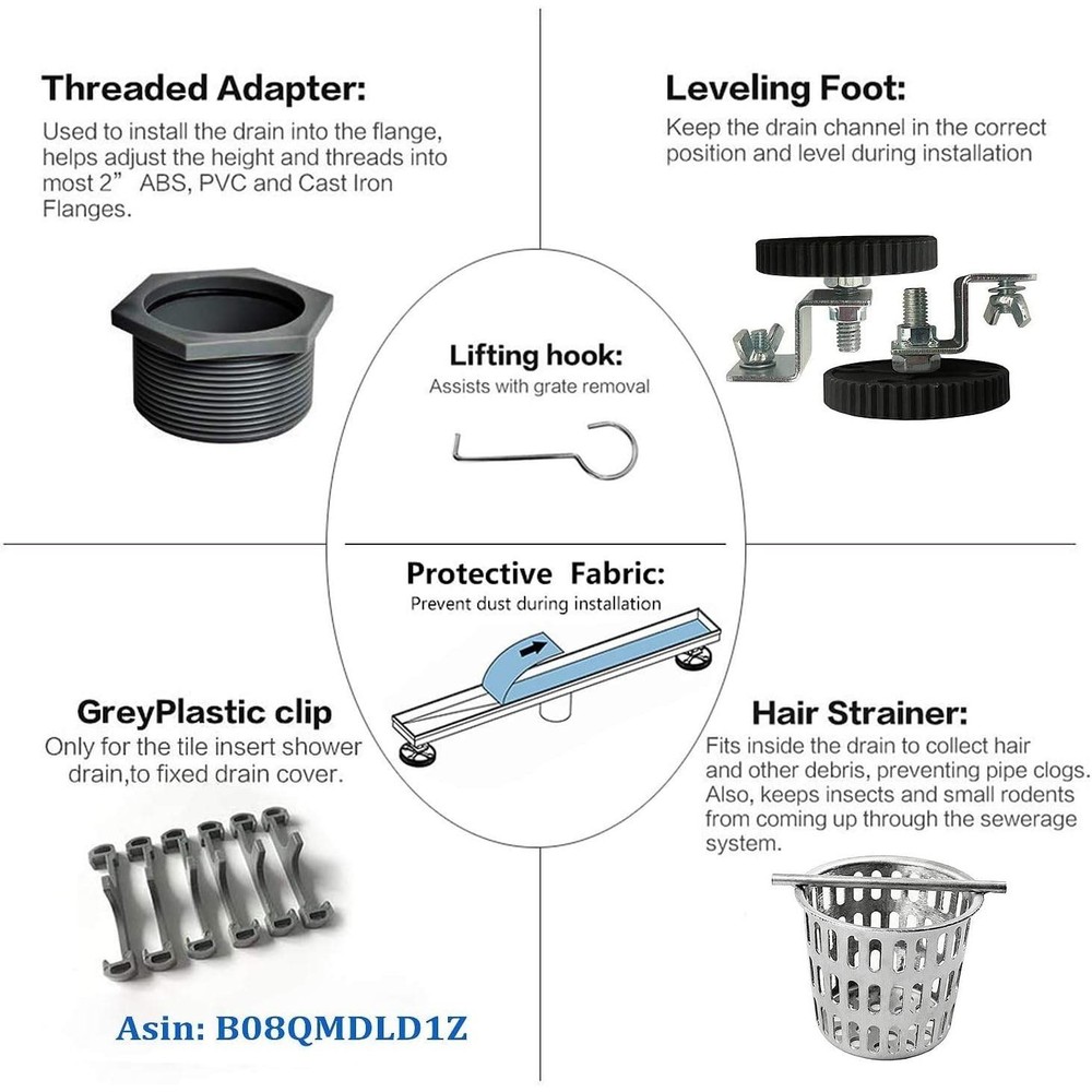 Neodrain 24" Linear Shower Drain with Tile Insert Grate,Brushed 304 Stainless