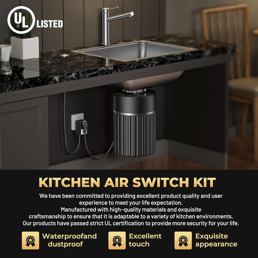 Garbage Disposal Air Switch Kit - UL Listed Wireless Sink Top Button, Champagne