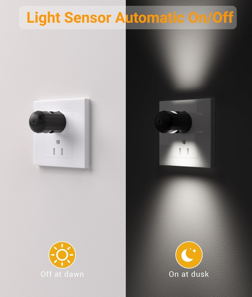 6 Pack LED Night Lights With Dusk To Dawn Sensor 4000K Cool White Plug Plastic