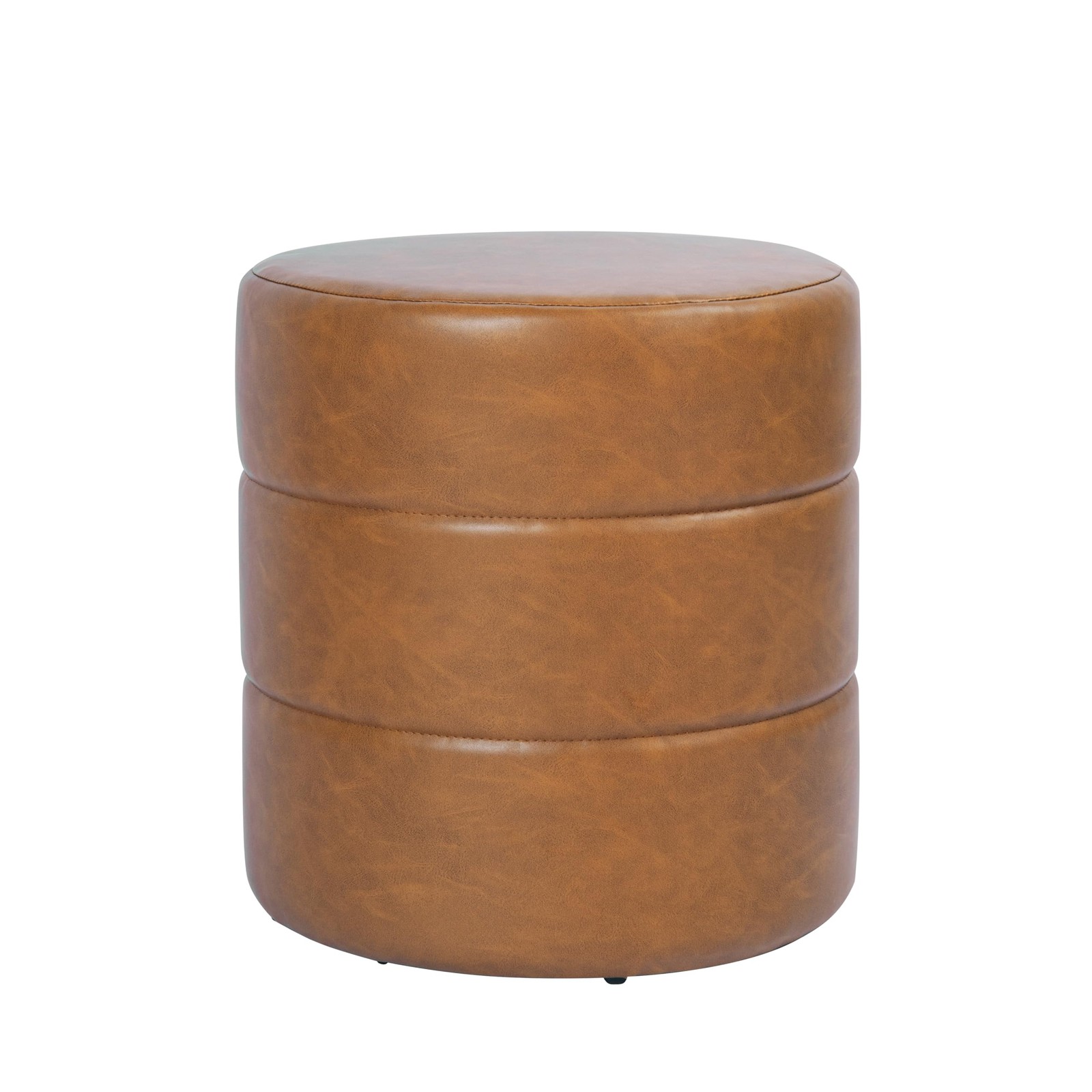 HomePop Upholstered Faux Leather Round Ottoman (No Lid, Seat Only) | HomePop ...