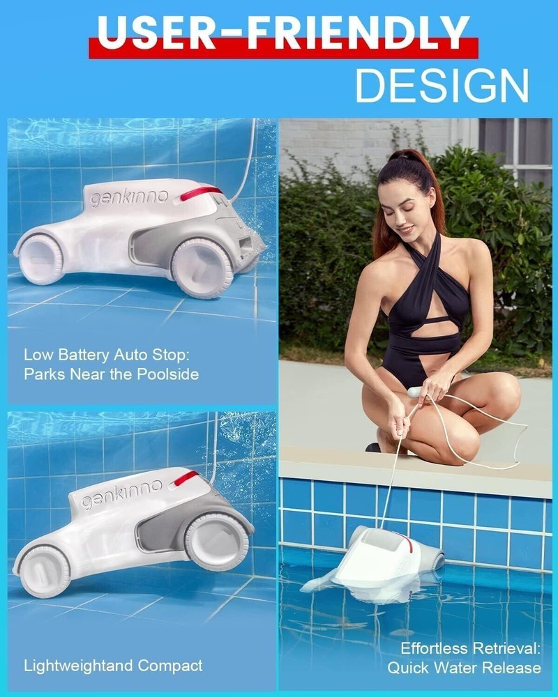 GENKINNO Pool Cleaner Cordless Robotic Pool Cleaner ~ Smart Navigation