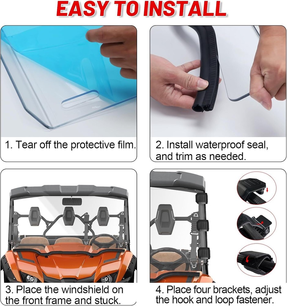 Scratch Resistant Full Windshield For 2015+ Viking EPS SE/Viking VI EPS Window