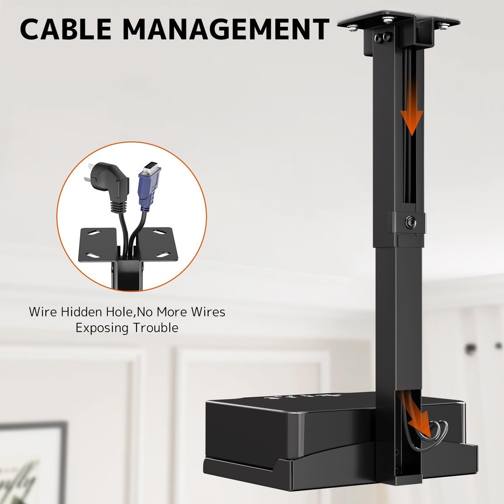 Adjustable Projector Ceiling Mount Universal Shelf Holds 22lbs Black S