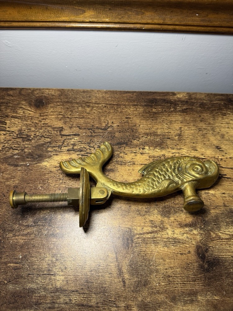 Vintage Solid Brass Metal Fish / Koi Style Door Knocker