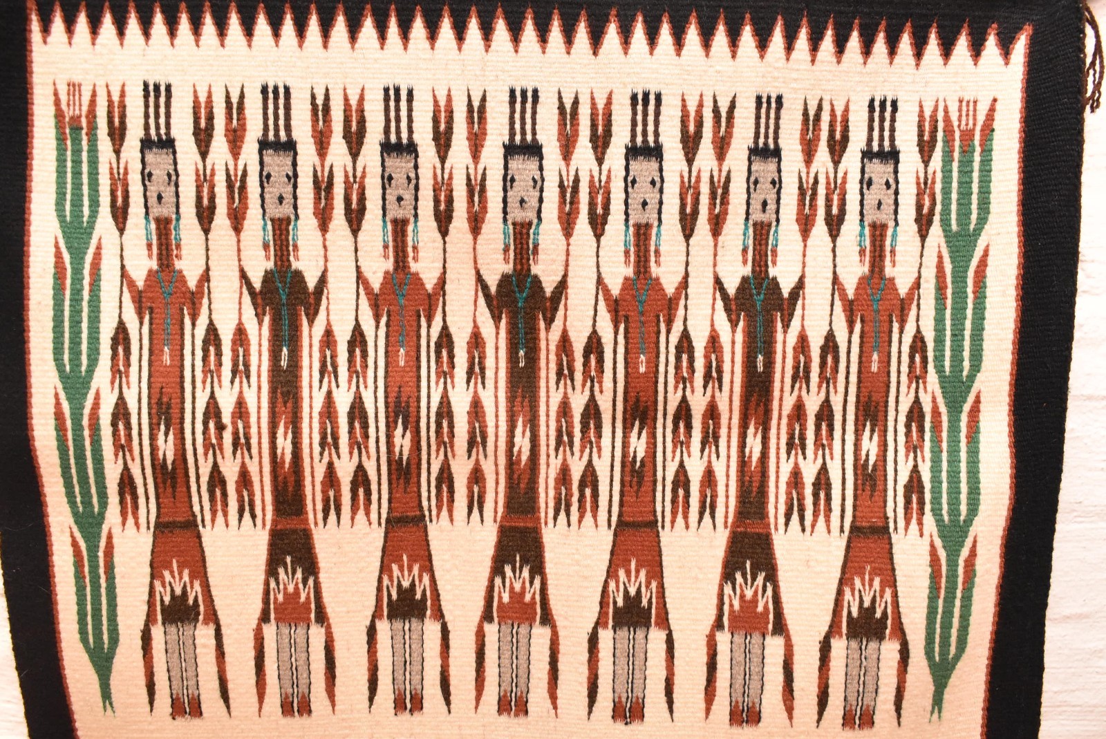 Antique Navajo Rug Native American Indian Yei Pictorial Weaving 27x22 Textile