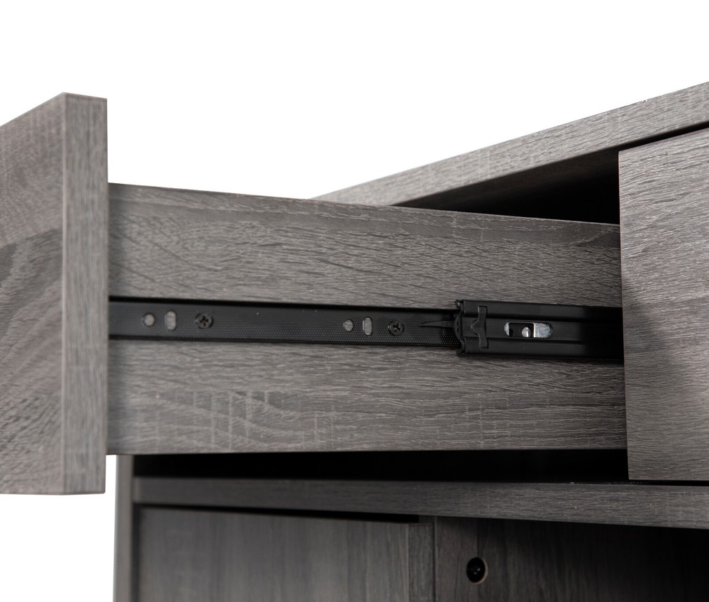 FC Design 47"W Distressed Grey Sideboard Storage Cabinet Buffet Table with Shelf